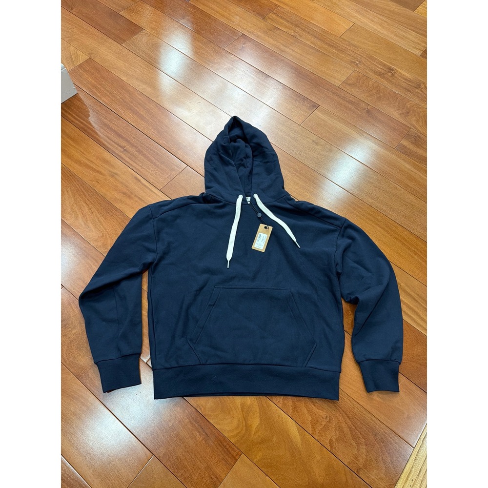 NWT Rag & Bone Icon Hoodie Womens Navy Blue Organic Cotton Pullover SP